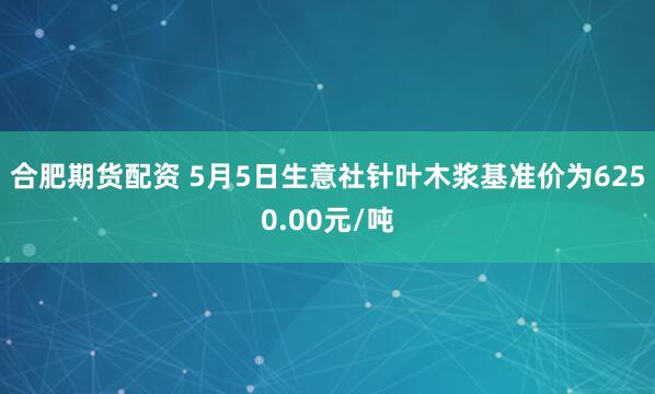 合肥期货配资 5月5日生意社针叶木浆基准价为6250.00元/吨