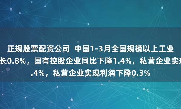 正规股票配资公司  中国1-3月全国规模以上工业企业利润同比增长0.8%，国有控股企业同比下降1.4%，私营企业实现利润下降0.3%