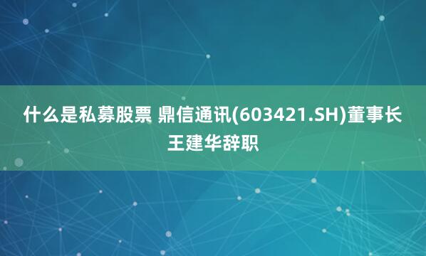 什么是私募股票 鼎信通讯(603421.SH)董事长王建华辞职