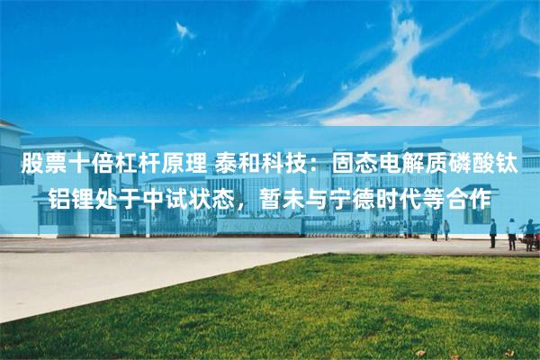 股票十倍杠杆原理 泰和科技：固态电解质磷酸钛铝锂处于中试状态，暂未与宁德时代等合作